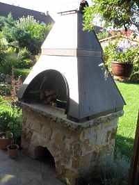 Gartenkamin Grill Edelstahl Naturstein Gusseisen